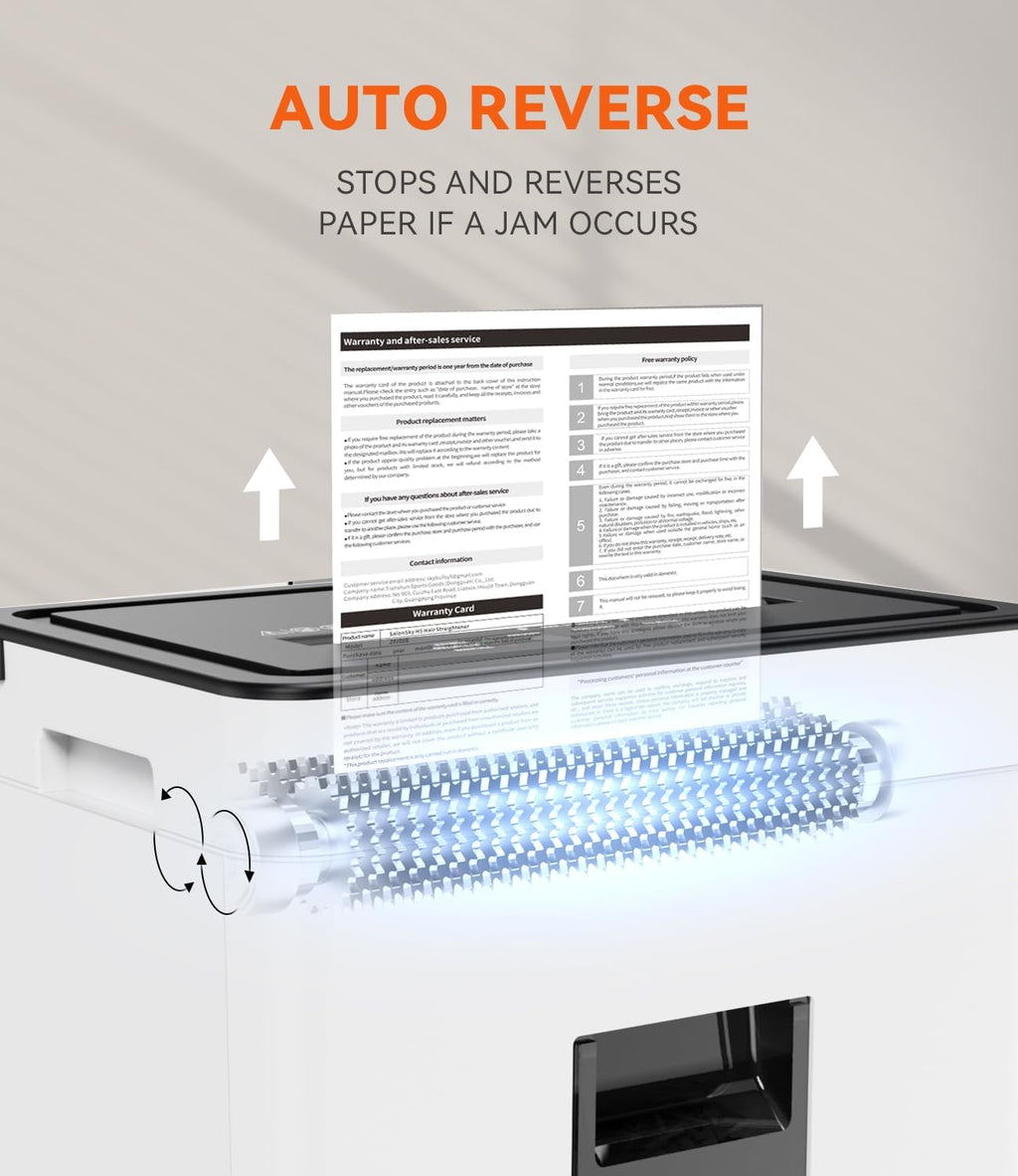 Frossvt Heavy Duty Paper Shredder Micro-Cut High Security Level P-4/12 Sheets 10-Minutes Running Time/AUTO Reverse/ 5.3-Gallon Pull Out Bin, Anti-Jam & Quiet Shredder for Office Home (White)