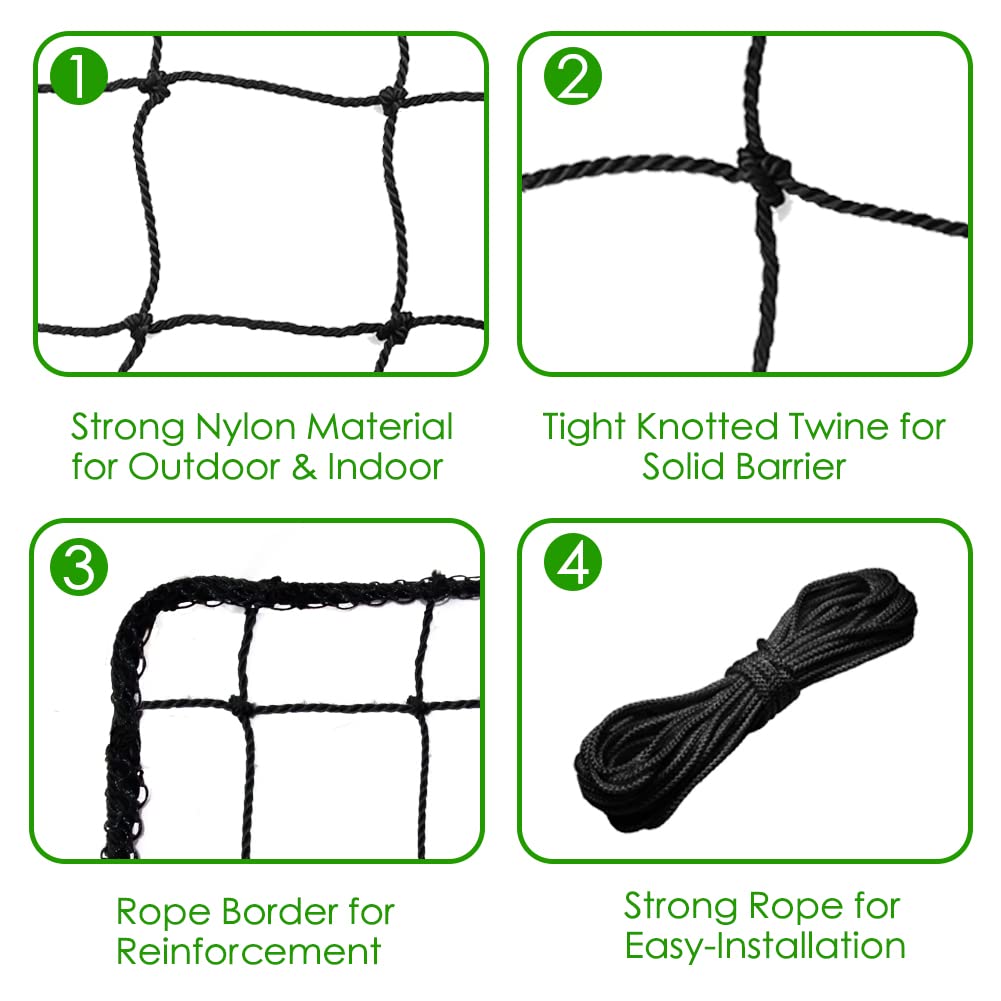 Baseball Softball Backstop Nets, Heavy Duty Sports Netting Barrier #18 Baseball Netting 10'x10'/10'x20'/15'x15'â¦