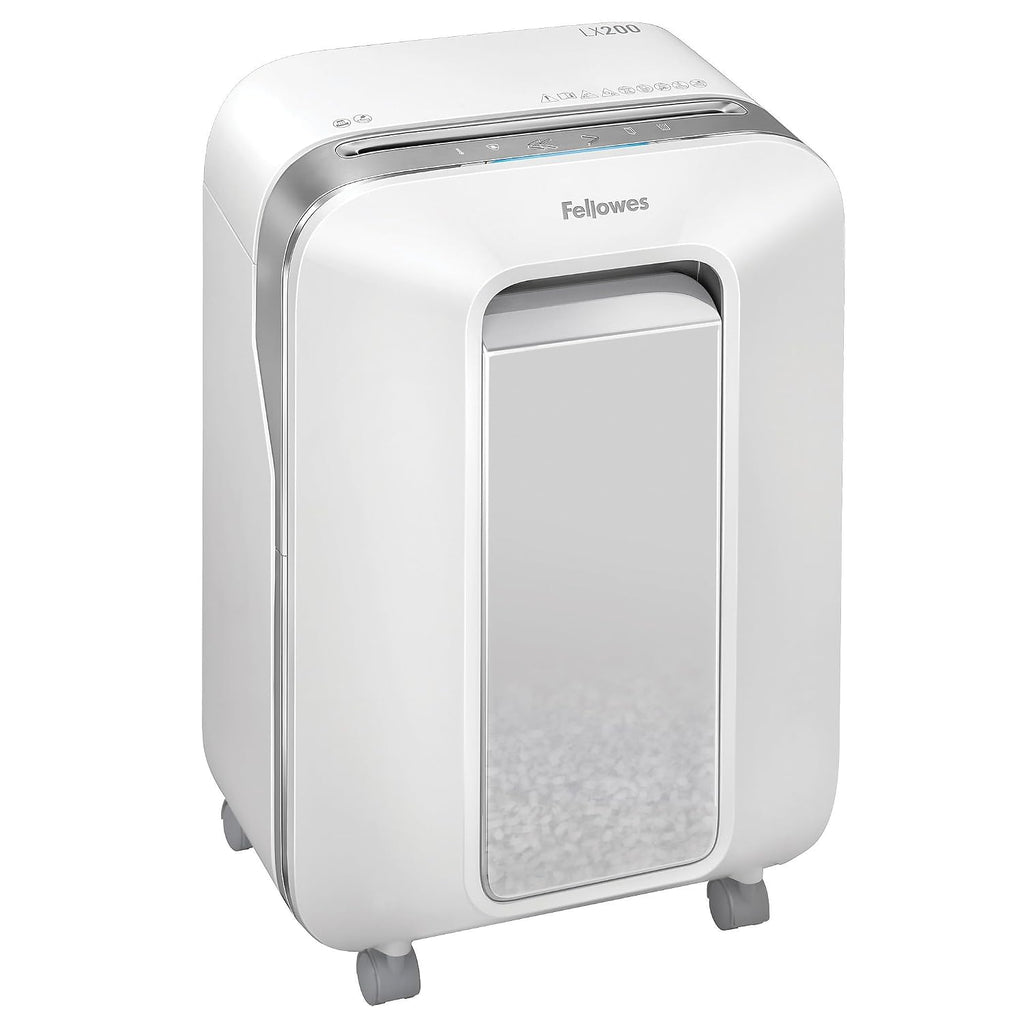 Fellowes LX200 P-4 Micro-Cut Paper Shredder, Jam-Proof Heavy-Duty Paper Shredder for Office, Shreds 12 Sheets Per Pass, White
