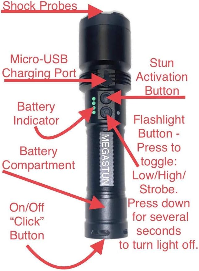 MEGASTUN Super Lightning Stun Gun with LED Light