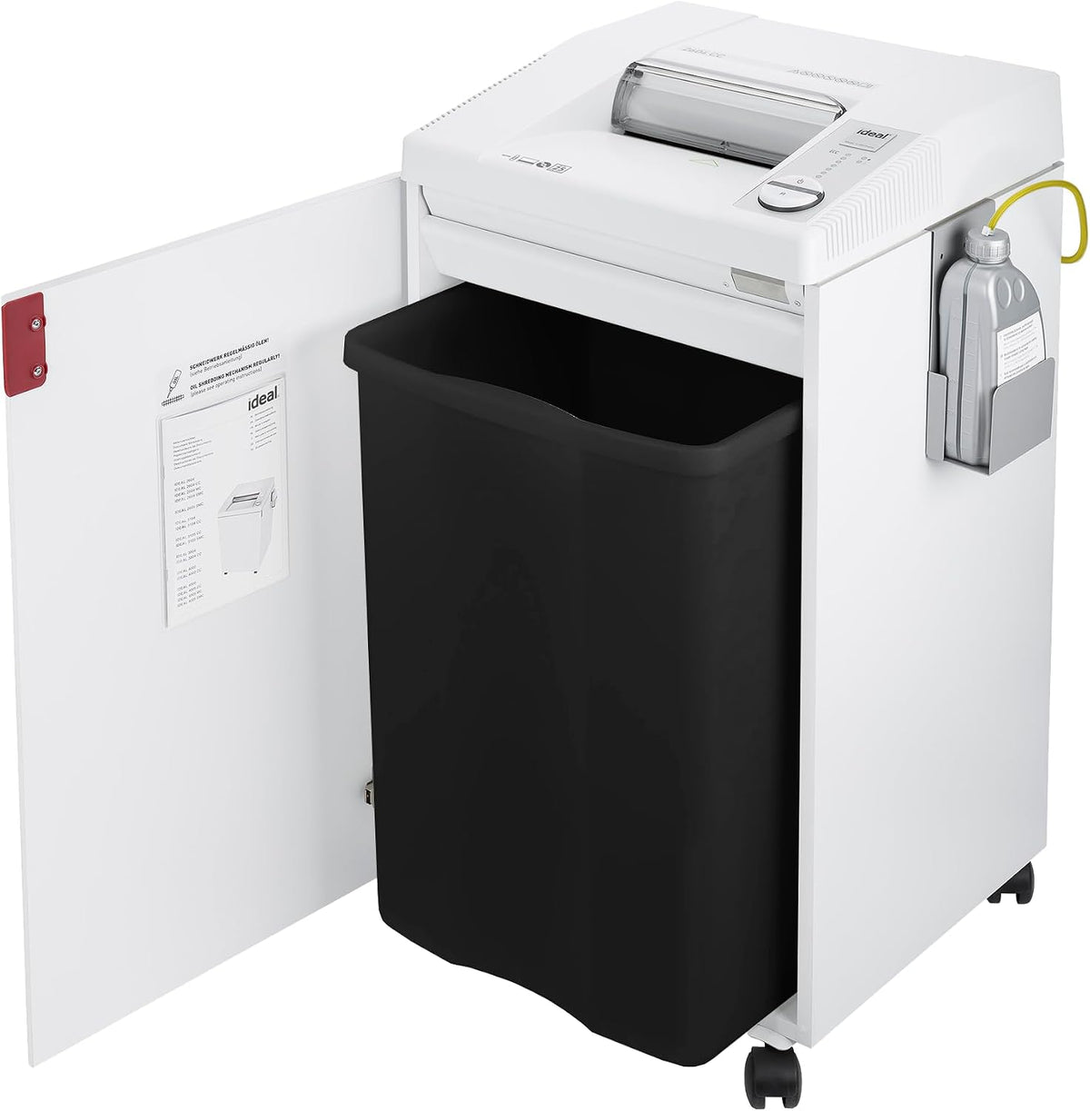 ideal. 2604 Cross-Cut Centralized Office Shredder with Automatic Oiler, Continuous Operation, 23 to 25 Sheet Feed Capacity, 26 gal Bin, Shred Staples/Paper Clips/Credit Cards/CDs/DVDs, P-4 Security