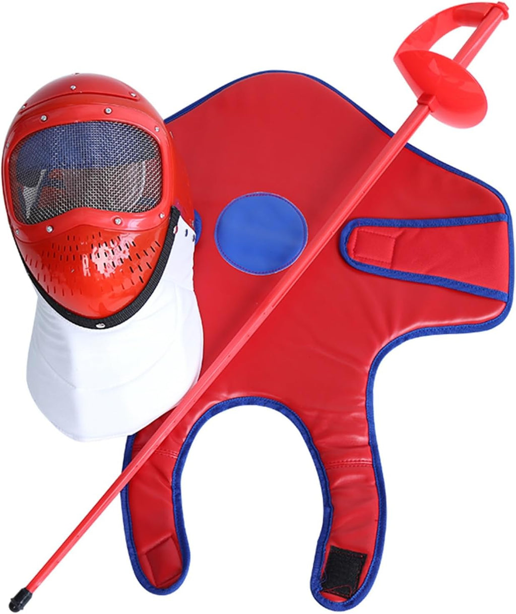 3 Piece Sabre Fencing Starter Set, Fencing Equipment for Children's Fencing Training with Bendable Fencing Sabre, Protective Fencing Vest and Mask(Red)