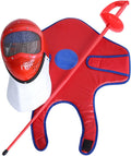 3 Piece Sabre Fencing Starter Set, Fencing Equipment for Children's Fencing Training with Bendable Fencing Sabre, Protective Fencing Vest and Mask(Red)