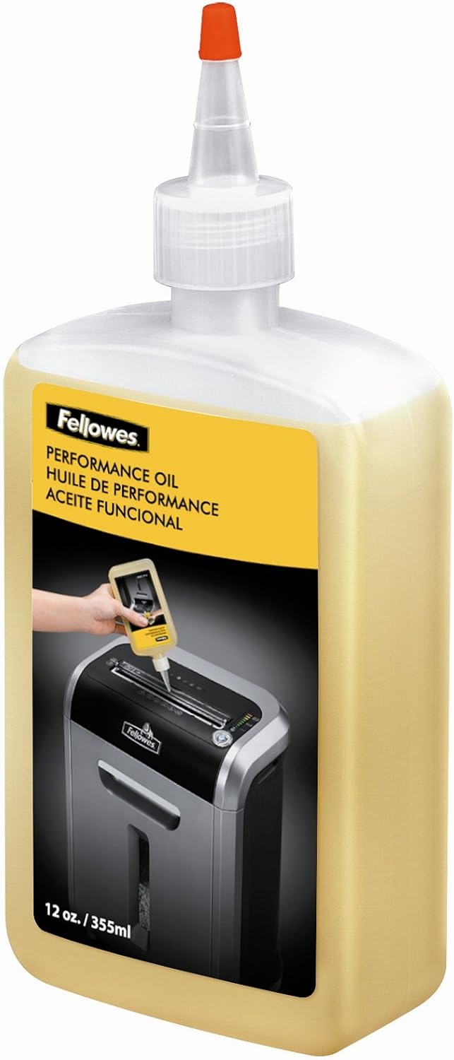 Fellowes 12C15 12 Sheet Cross-Cut Paper Shredder for Home and Office with Safety Lock & Powershred Performance Shredder Oil, 12 oz. Extended Nozzle Bottle (35250)
