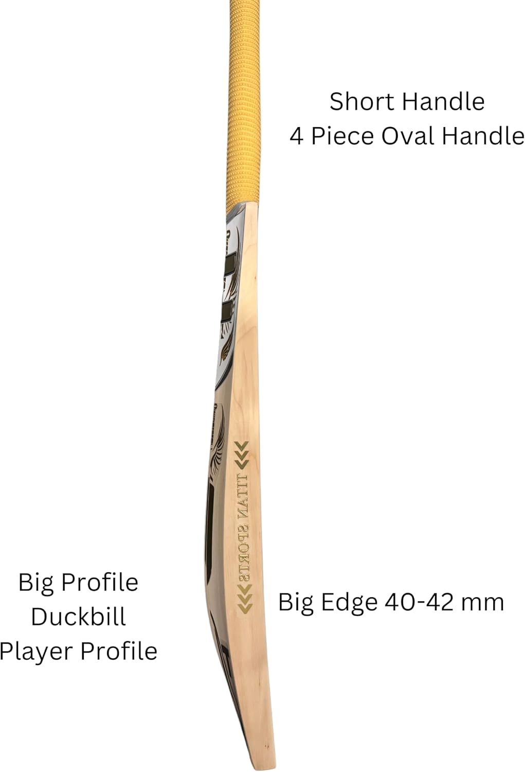 Titan English Willow Divine Cricket Bat Full Size Short Handle Grade 3 Lightweight & Handcrafted for Power and Control Ideal for Club & League Play with Free Hard Leather Ball