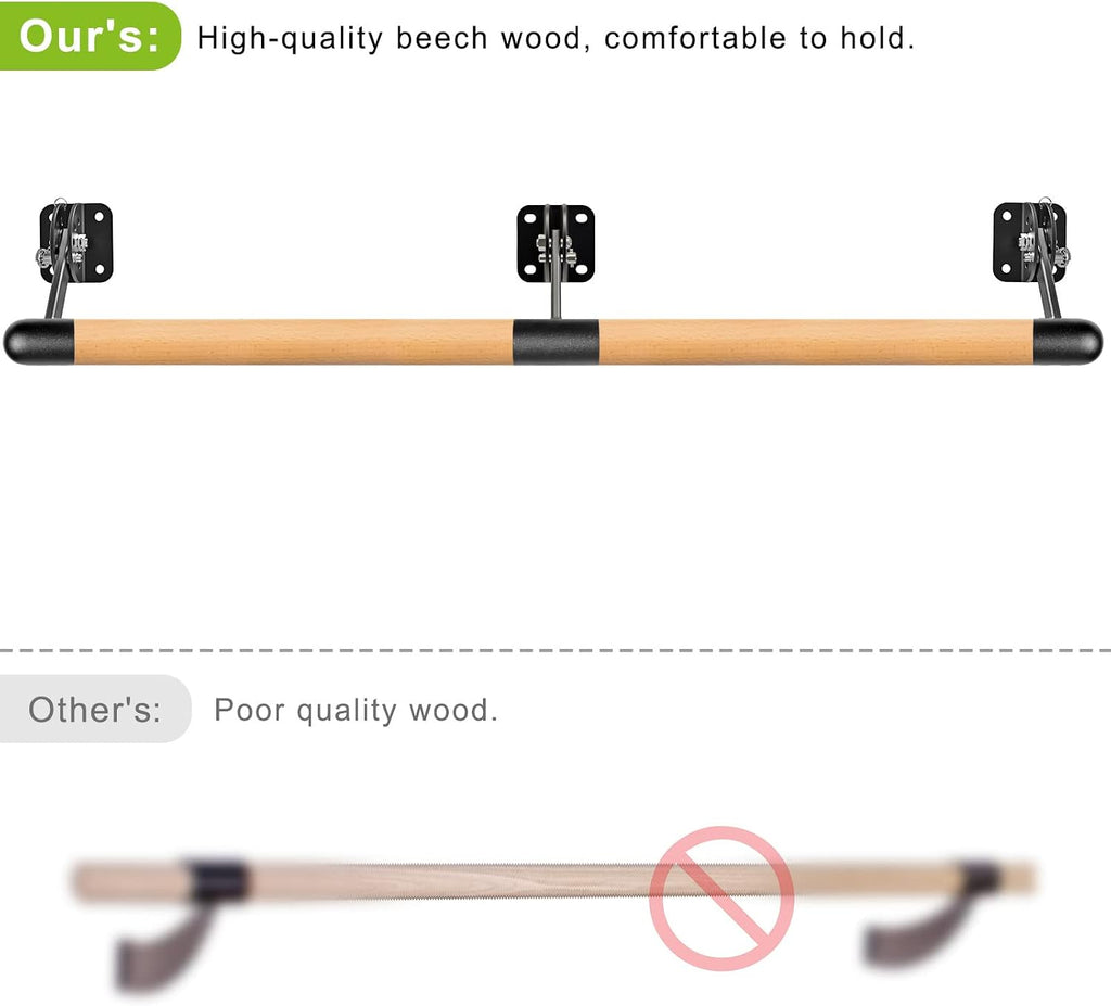 Dolibest Space Saver, Ballet Barre, Wall Mounted Traditional Wood Ballet Barre System Stretch/Dance for Home Barre Workout Equipment, Height Adjustable, for Kids and Adults