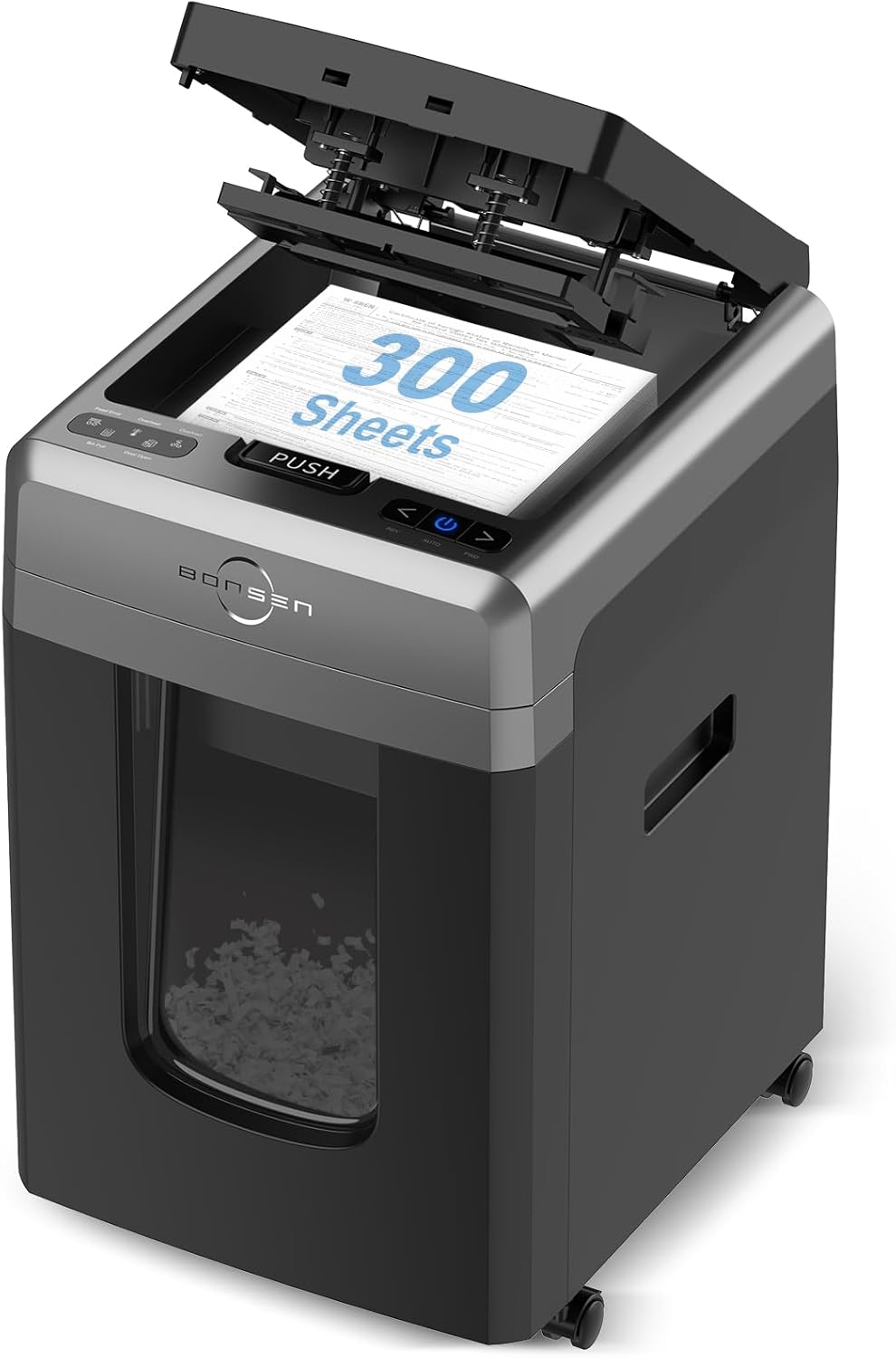 BONSEN 300-Sheet Auto Feed Micro Cut Heavy Duty Paper Shredder for Office