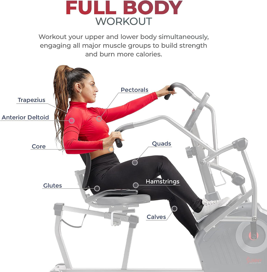 Sunny Health & Fitness Smart Magnetic Recumbent Elliptical Cross-Trainer