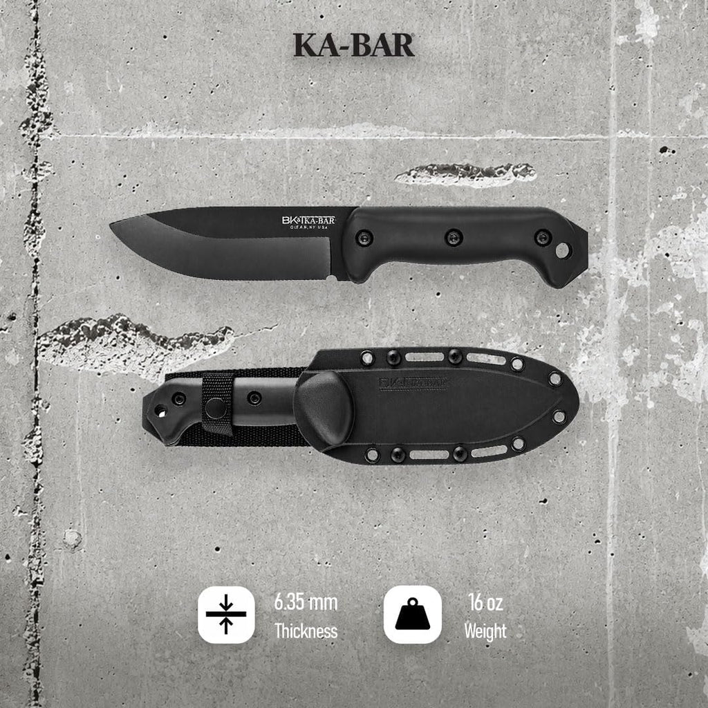 KA-BAR Becker BK2 Campanion Fixed Blade Knife, Carbon Steel
