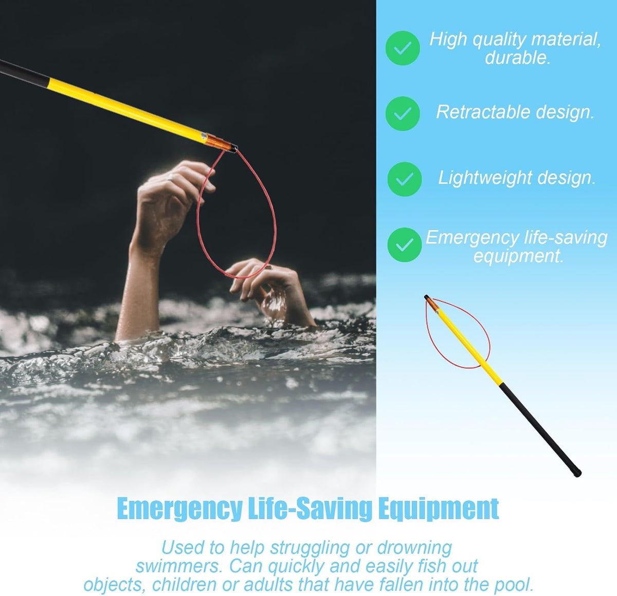 Lifeguard Chairs,Portable Lifeguard Chair with Rescue Pole - Rustproof Outdoor Observation Seat, Heavy-Duty Referee Stand for Competitions - 120Cm,120cm (47.2