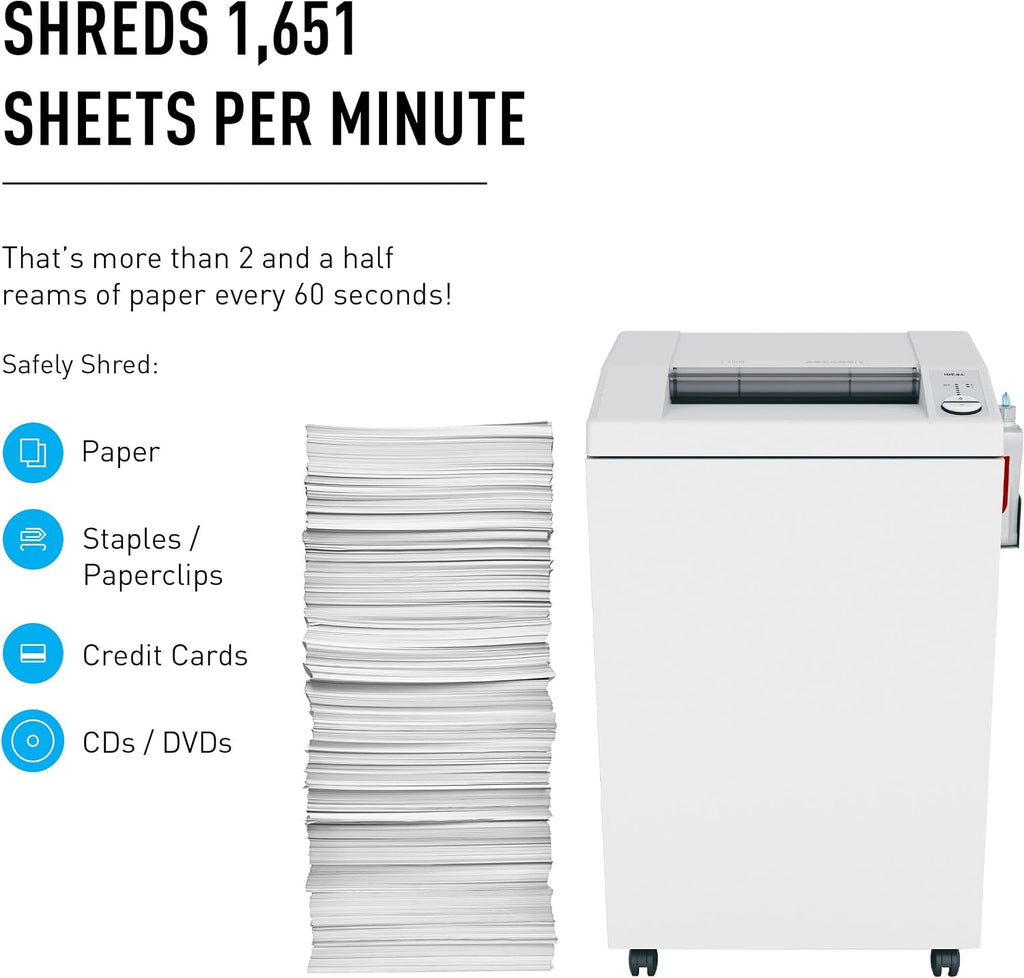 4005 Cross Cut Commercial Office Paper Shredder with Automatic Oiler, Continuous Operation, 37-39 Sheet Capacity, 44 Gal Bin, 20AMP Required
