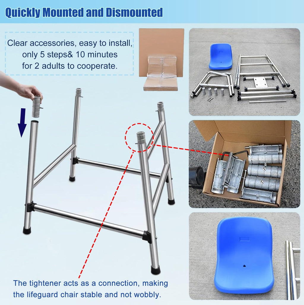 Competition Referee Stand Chair Outdoor, High Lifeguard Chair with Umbrella/Comfortable Seat, Floor Standing Heavy Duty Lifesaving Observation Chair for Gymnasiums(1.2m/3.9ft/47in)