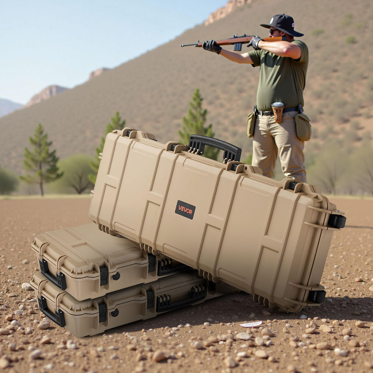 VEVOR Rifle Case, Rifle Hard Case with 4 Layers Fully-protective Foams, Lockable Hard Gun Case with Wheels, IP67 Waterproof & Crushproof, for Rifles or Shotguns