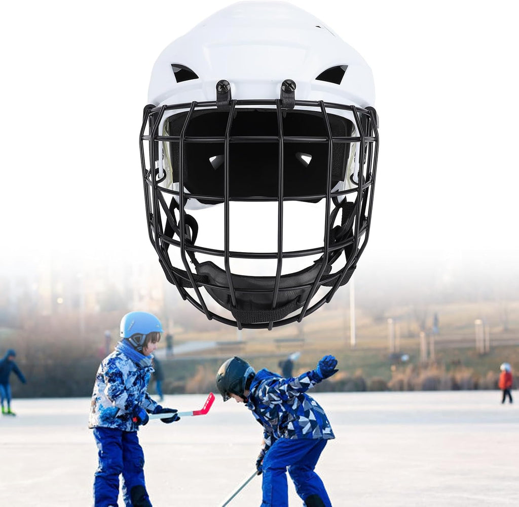 Hockey Helmet Combo with Face Mask Cage, Youth Hockey Goalie Face Mask, Comfortable to Fit The Face, Youth Ice Hockey Protective Gear for Roller Hockey Sports, Young Athletes (M)