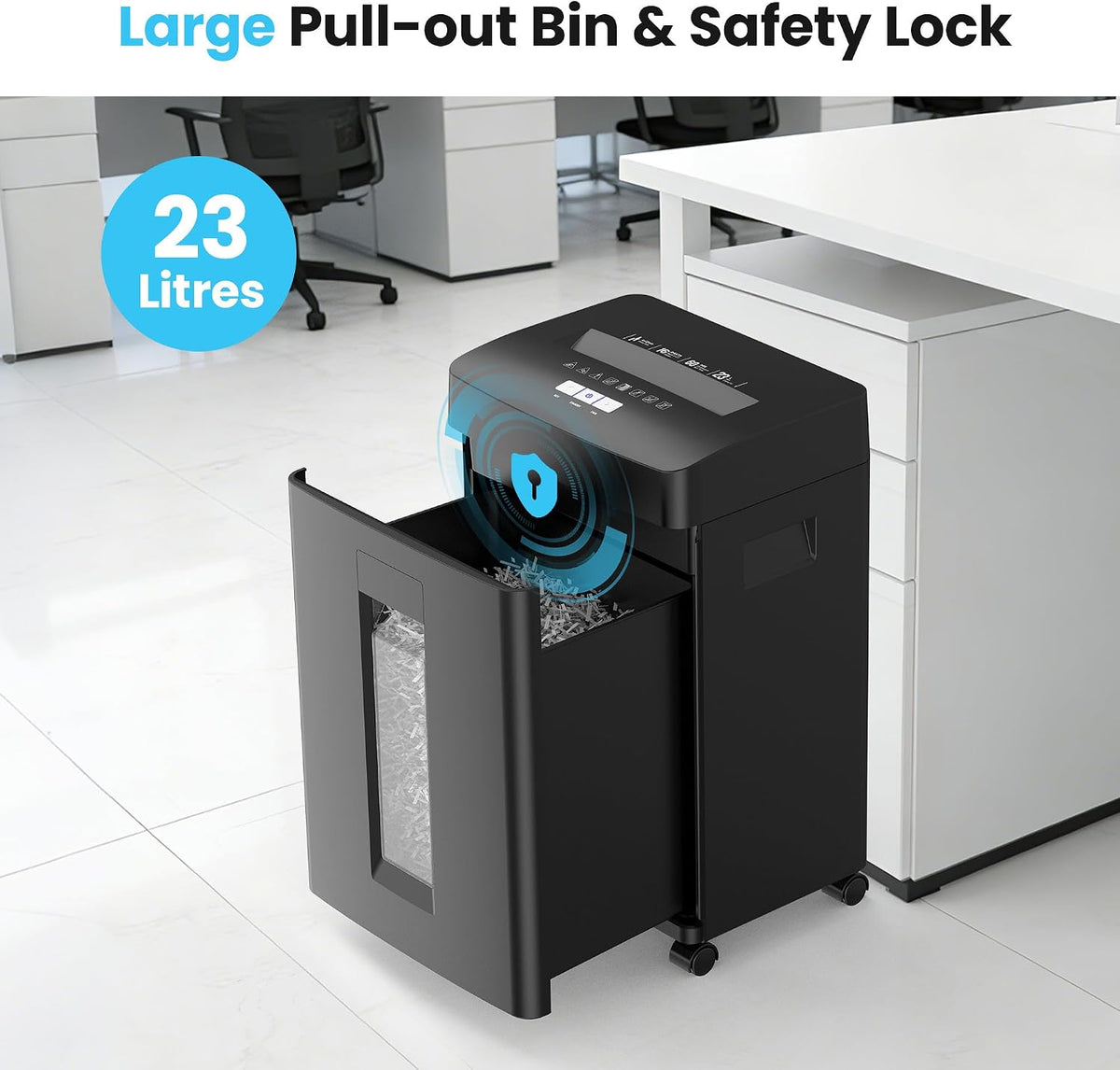 Locksworth 16-Sheet Cross Cut Paper Shredder, 6 Gallon Heavy Duty Commercial Shredder for Home Office, P-4 High Security Shredders for Paper/CD/Credit Card/Staple/Clip, 60 Mins Continuous Running