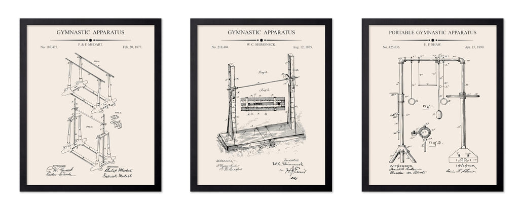 Poster Master 3-Piece Fencing Blueprint Poster - Fencing Garment Patent Print - Fencing Mask Design - Target Art - Sports Design - Technical Drawing Print - Gym or Office Decor - 8x10 Brown Framed