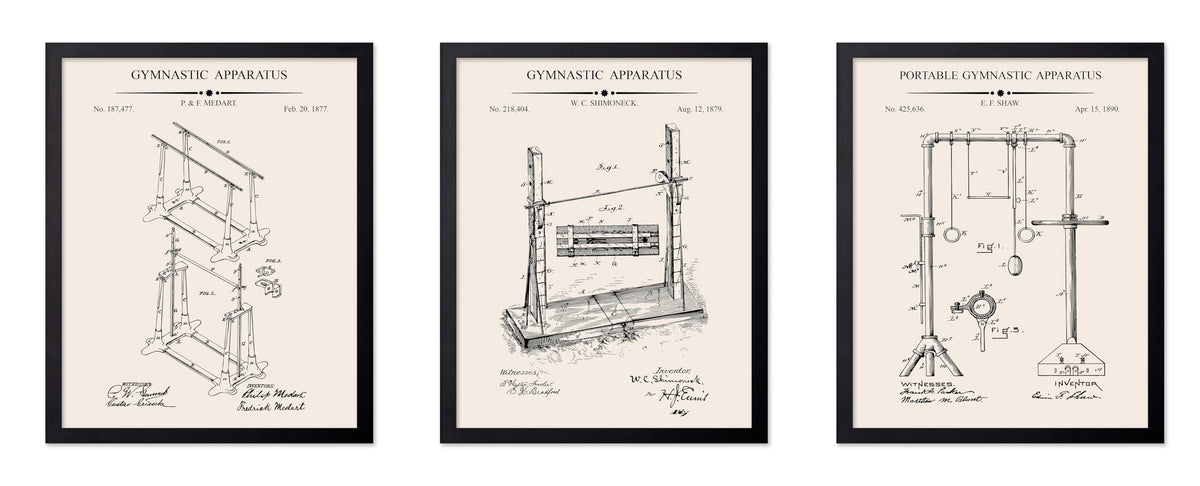 Poster Master 3-Piece Fencing Blueprint Poster - Fencing Garment Patent Print - Fencing Mask Design - Target Art - Sports Design - Technical Drawing Print - Gym or Office Decor - 8x10 Brown Framed