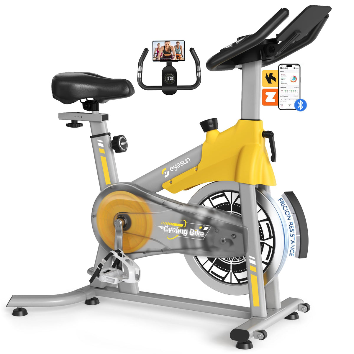 Exercise Bikes for Home,Spin Bike with Adjustable Magnetic,Brake Pad Resistance Silent Belt Drive,350lbs/300lbs Weight Capacity &Upgraded Version Seat for Home Cardio&Weight Loss(QM-530W)