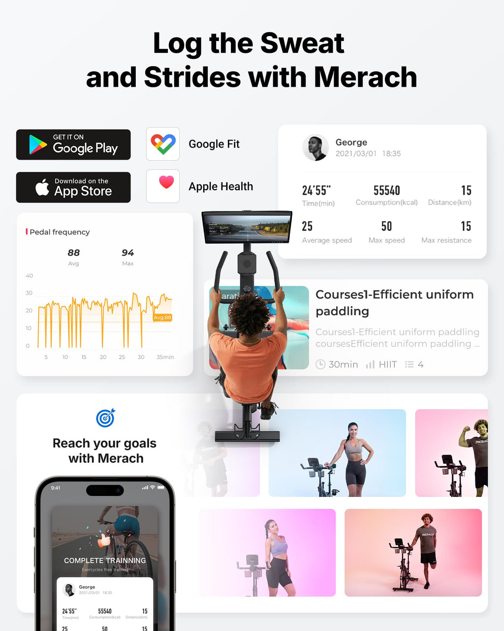 MERACH Exercise Bike with Screen, Rotatable HD Display, Magnetic Resistance