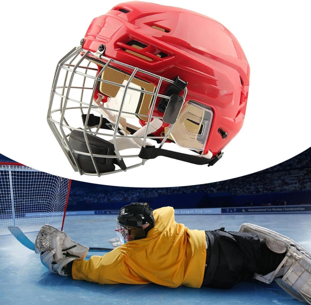 Generic Hockey Helmet with Facemask, Sturdy Professional Exercise Practice Headgear, Match Ice Speed Skate Helmet
