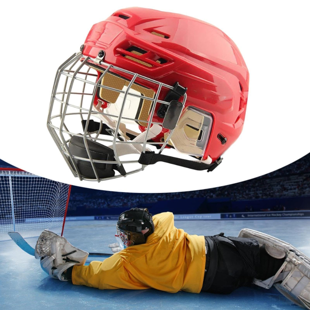Generic Hockey Helmet with Facemask, Sturdy Professional Exercise Practice Headgear, Match Ice Speed Skate Helmet