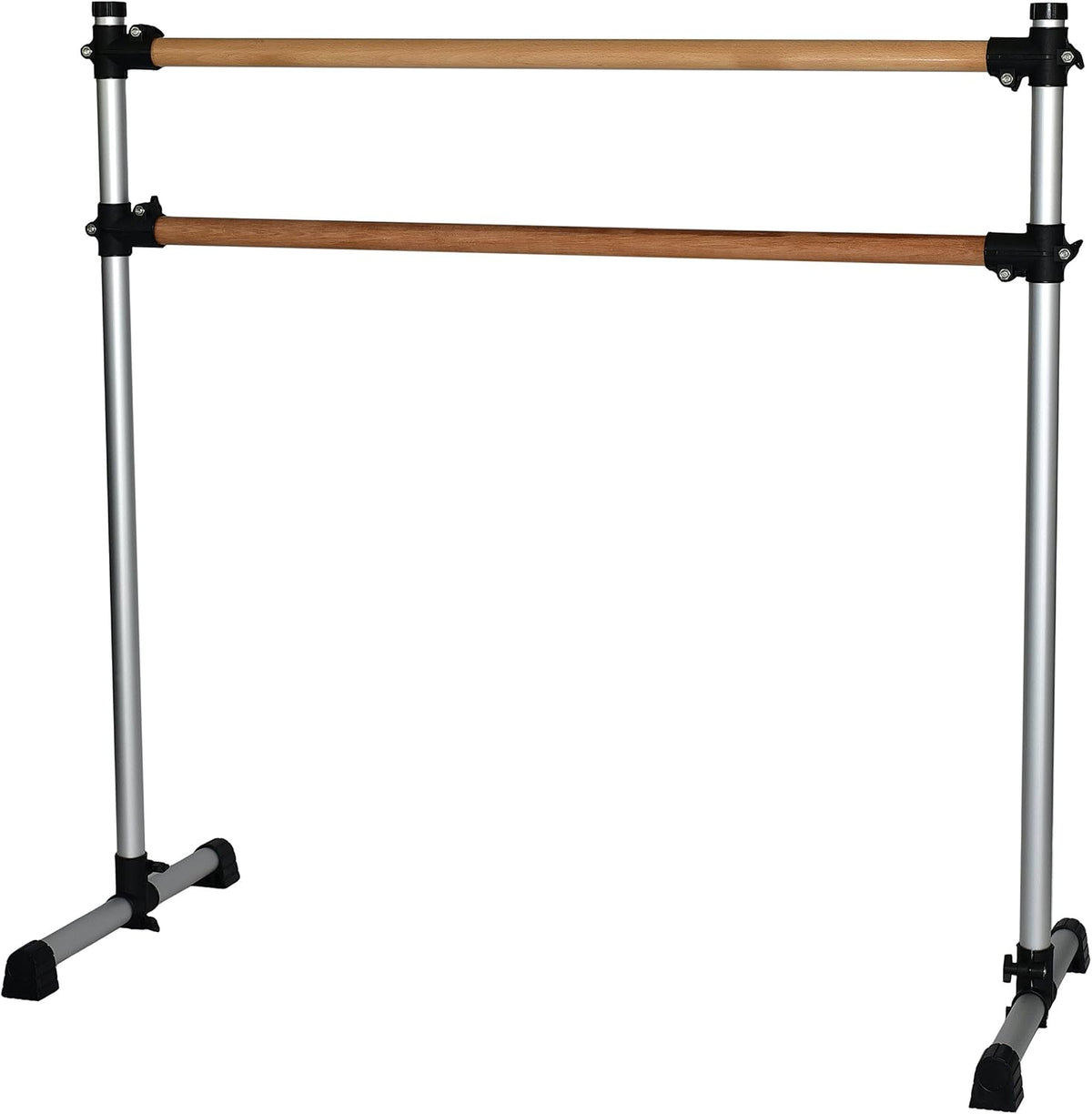 Traditional Real Wood Portable Double Freestanding 4 Foot Ballet Barre, Stretch/Dance Bar, 4 Feet Fitness Barre - 29 inch Base