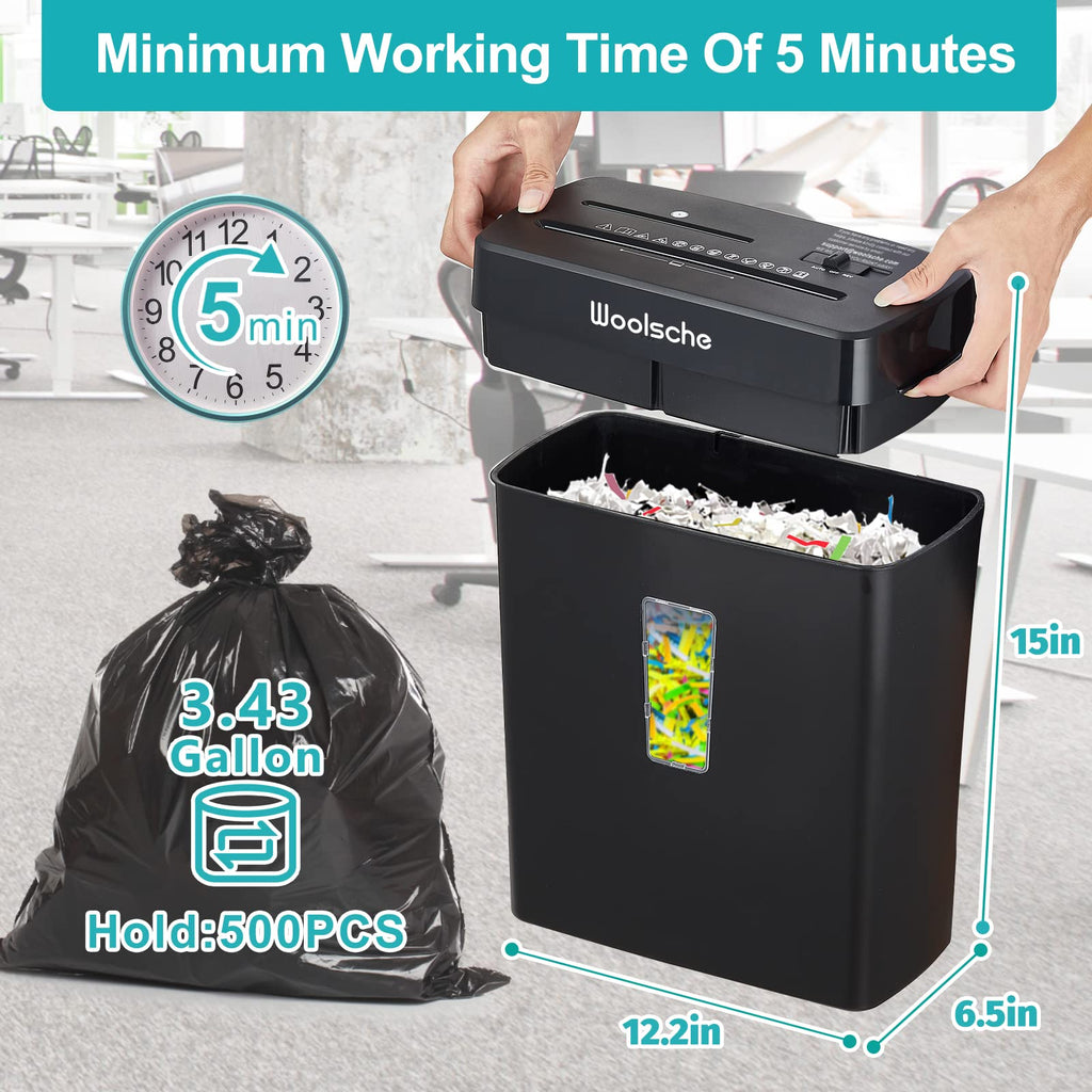 Woolsche Paper Shredder, 18-Sheet Cross Cut with 5.28-Gallon Pull Out Bin, P-4 Security Level, Shred Paper and Credit Card and CD, Durable&Fast with Auto Jam Proof System Shredder for Office