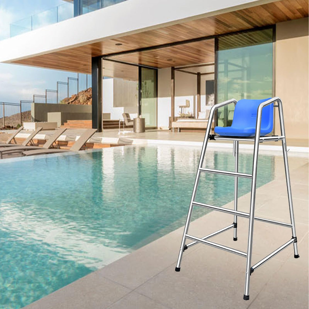 Detachable Coaches Referees Directors Chair, Lifeguard Chairs with Seat Hook & Sunshade Hole 4 5 6 Ft Tall, All-Weather Counter Height Barstools for Adults,One Color-H 71in/180cm
