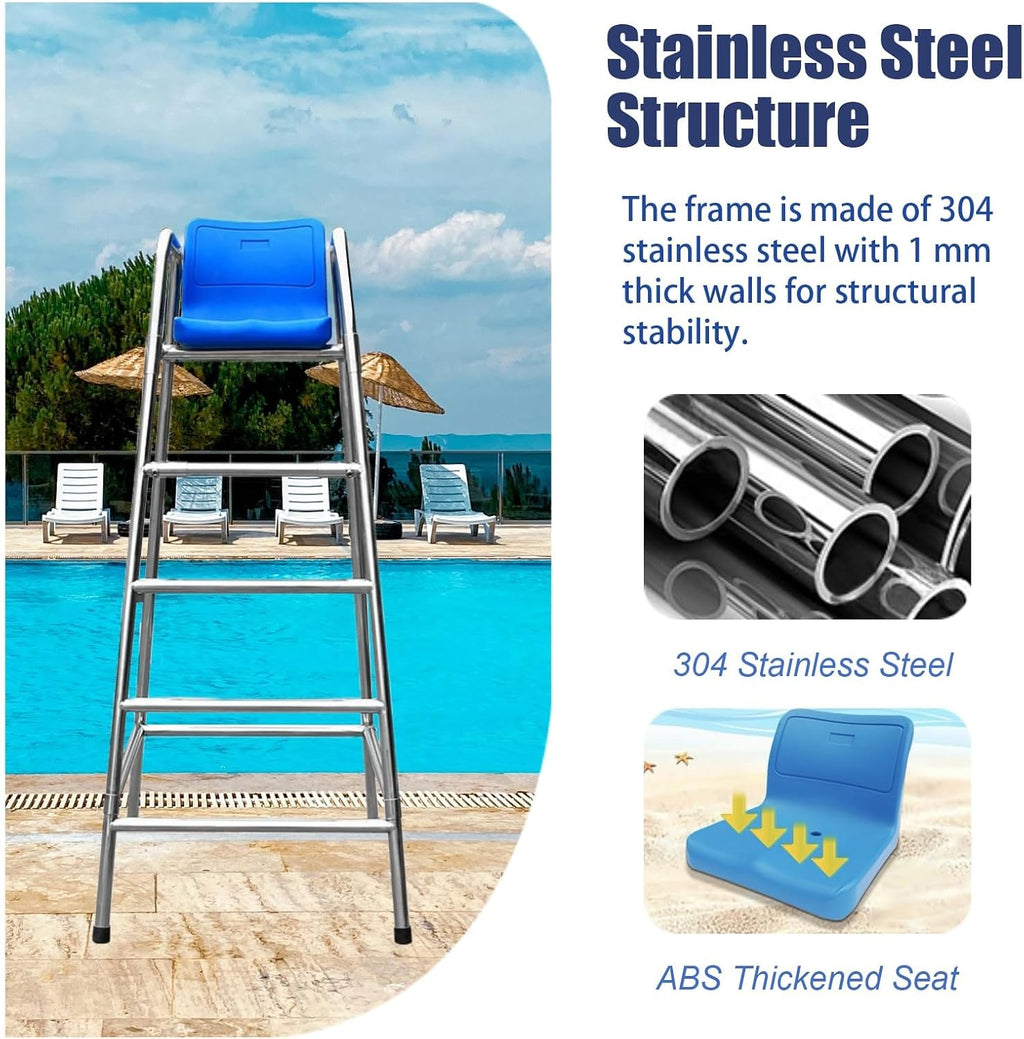 Lifeguard Chairs,Portable Lifeguard Chair with Rescue Pole - Rustproof Outdoor Observation Seat, Heavy-Duty Referee Stand for Competitions - 120Cm,120cm (47.2