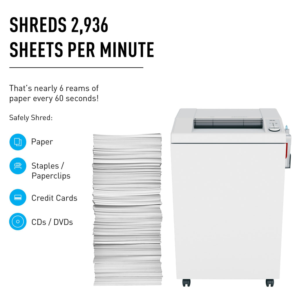 4005 Cross Cut Commercial Office Paper Shredder with Automatic Oiler, Continuous Operation, 37-39 Sheet Capacity, 44 Gal Bin, 20AMP Required