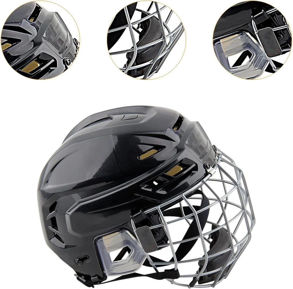 SM SunniMix Hockey Helmet Training Competition Sturdy Professional Adjustable Breathable Ice Skate Helmet with Facemask
