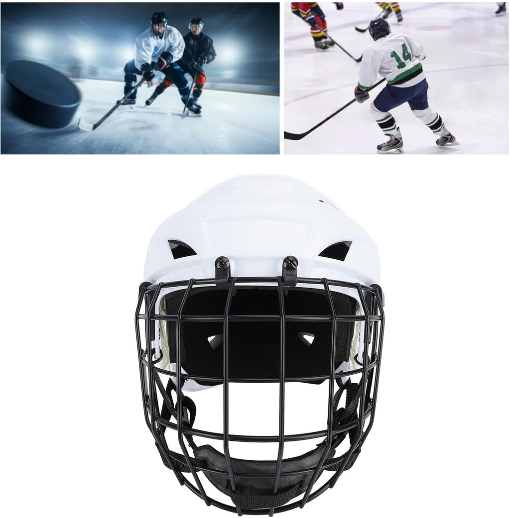 Hockey Helmet Combo with Face Mask Cage, Youth Hockey Goalie Face Mask, Comfortable to Fit The Face, Youth Ice Hockey Protective Gear for Roller Hockey Sports, Young Athletes (M)