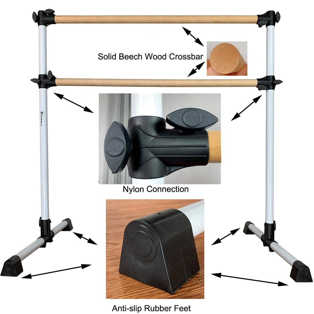 MARFULA 4Ft Portable Wood Ballet Barre Ballet Bar Dance Bar with Carry Bag