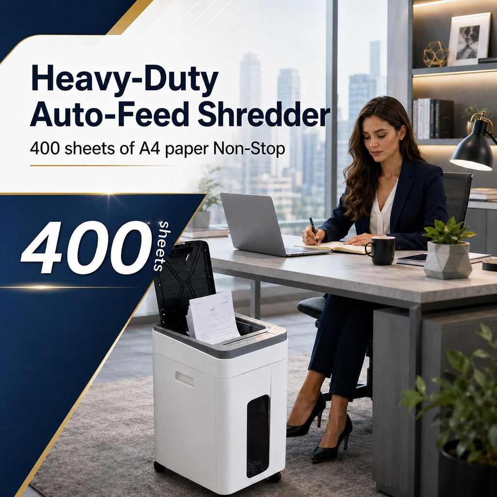 Heavy Duty Paper Shredder 400-Sheet Auto Feed P5 Micro Cut