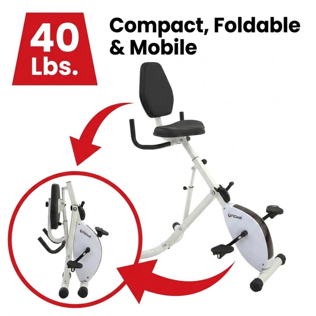 FitDesk Standing Exercise Bike Desk 3.0, Adjustable Height Indoor Cycling Trainer with Laptop Tray, Portable Stationary Fitness Desk for Home Office, Foldable Exercise Workstation, Supports 300 lbs