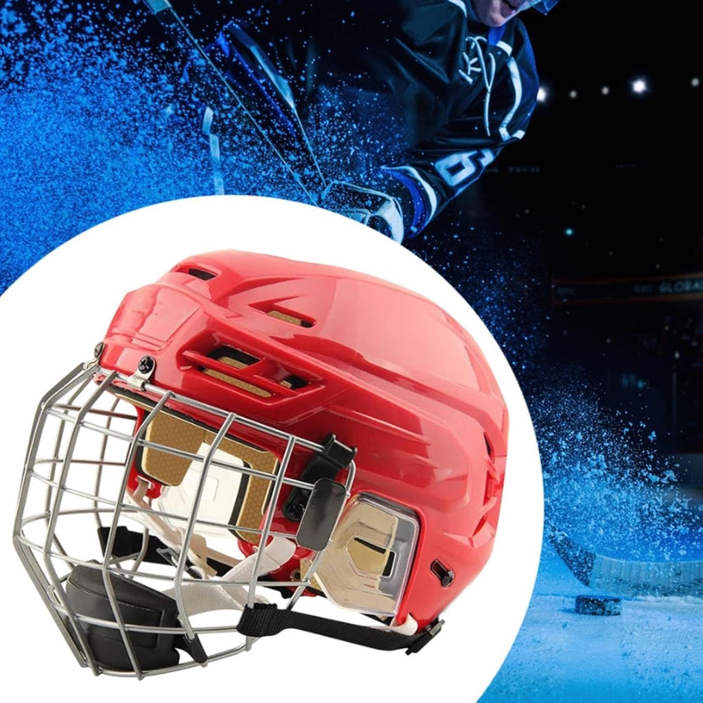 harayaa Hockey Helmet with Facemask Roller Skating Helmet Ice Skate Helmet Speed Skate Helmet with Polyethylene Shell and Thick Iron Mesh