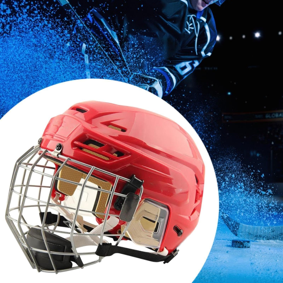 harayaa Hockey Helmet with Facemask Roller Skating Helmet Ice Skate Helmet Speed Skate Helmet with Polyethylene Shell and Thick Iron Mesh