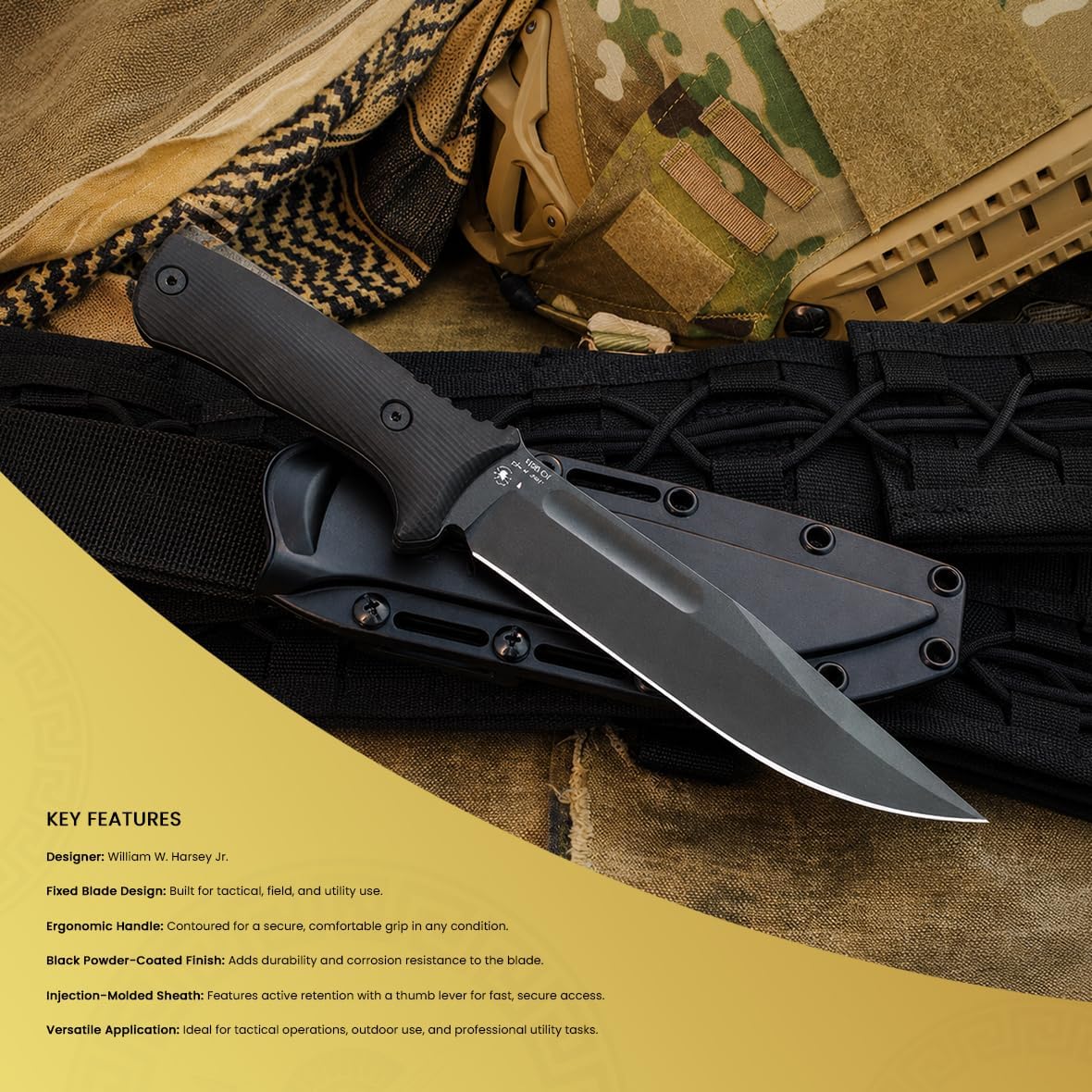 Spartan Blades Harsey Fighter | SBSL006BK, Black