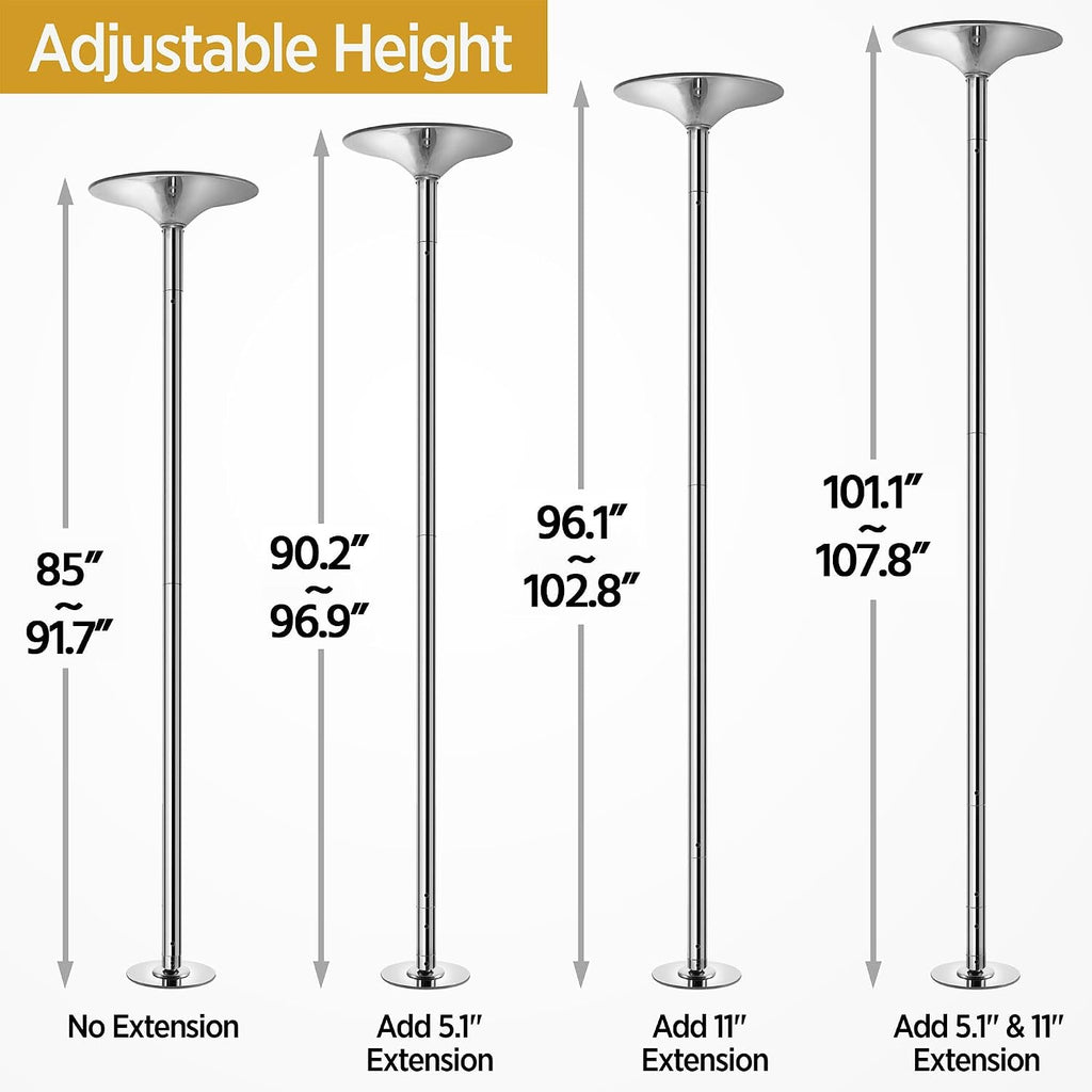 Yaheetech 45mm Portable Spinning & Static Pole Dance Pole for Home