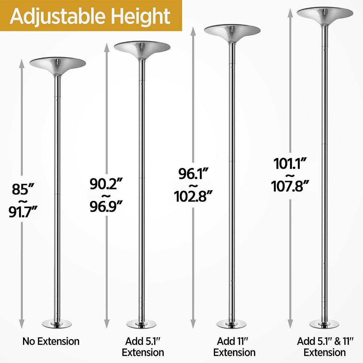 Yaheetech 45mm Portable Spinning & Static Pole Dance Pole for Home