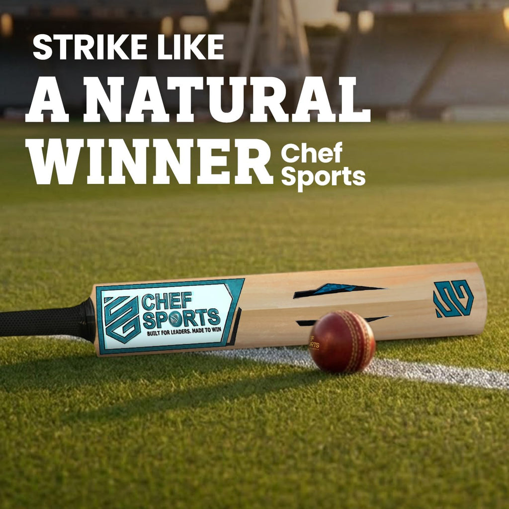 Chef Sports Action Kashmir Willow Cricket Bat Grade 1 | Premium Grade 1 Kashmir Willow | Thick Edges & Big Sweet Spot for Powerful Stroke Play | Balanced Weight for Control & Timing | Season Ball Bat