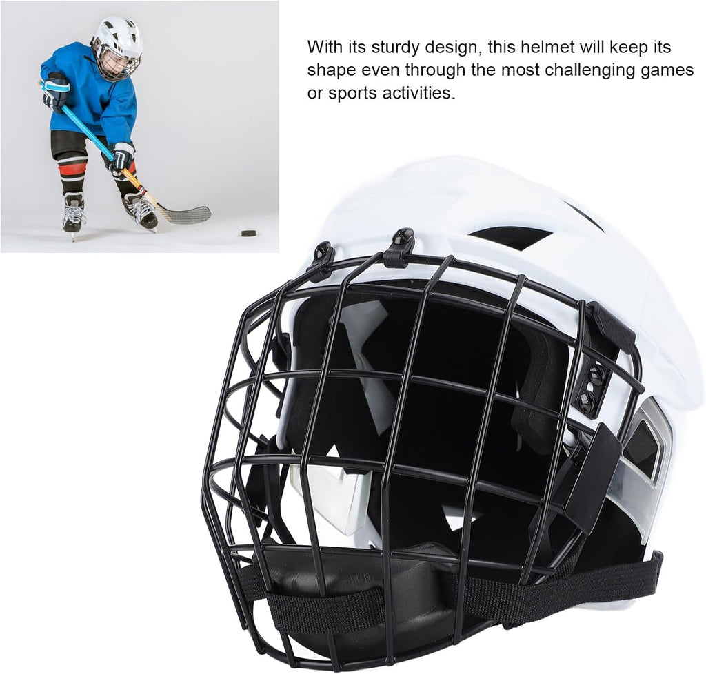 Hockey Helmet Combo with Face Mask Cage, Youth Hockey Goalie Face Mask, Comfortable to Fit The Face, Youth Ice Hockey Protective Gear for Roller Hockey Sports, Young Athletes (M)