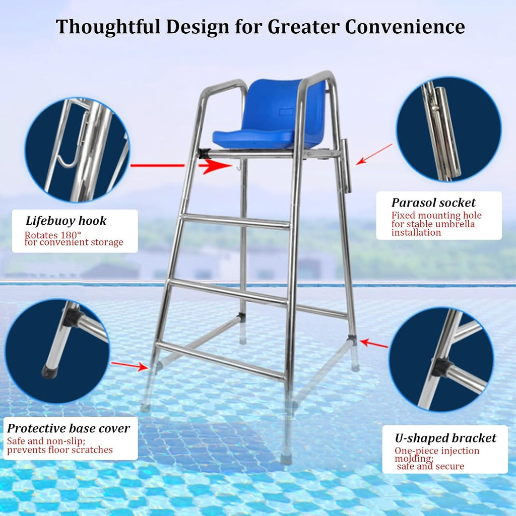 5.9ft Tall Lifeguard Chair, Commercial Elevated Rescue Ladder, Essential Lifeguard Equipment, 660LBS Load, for Swimming Beach/Water Park/Lake Outdoor Life Guard Chairs