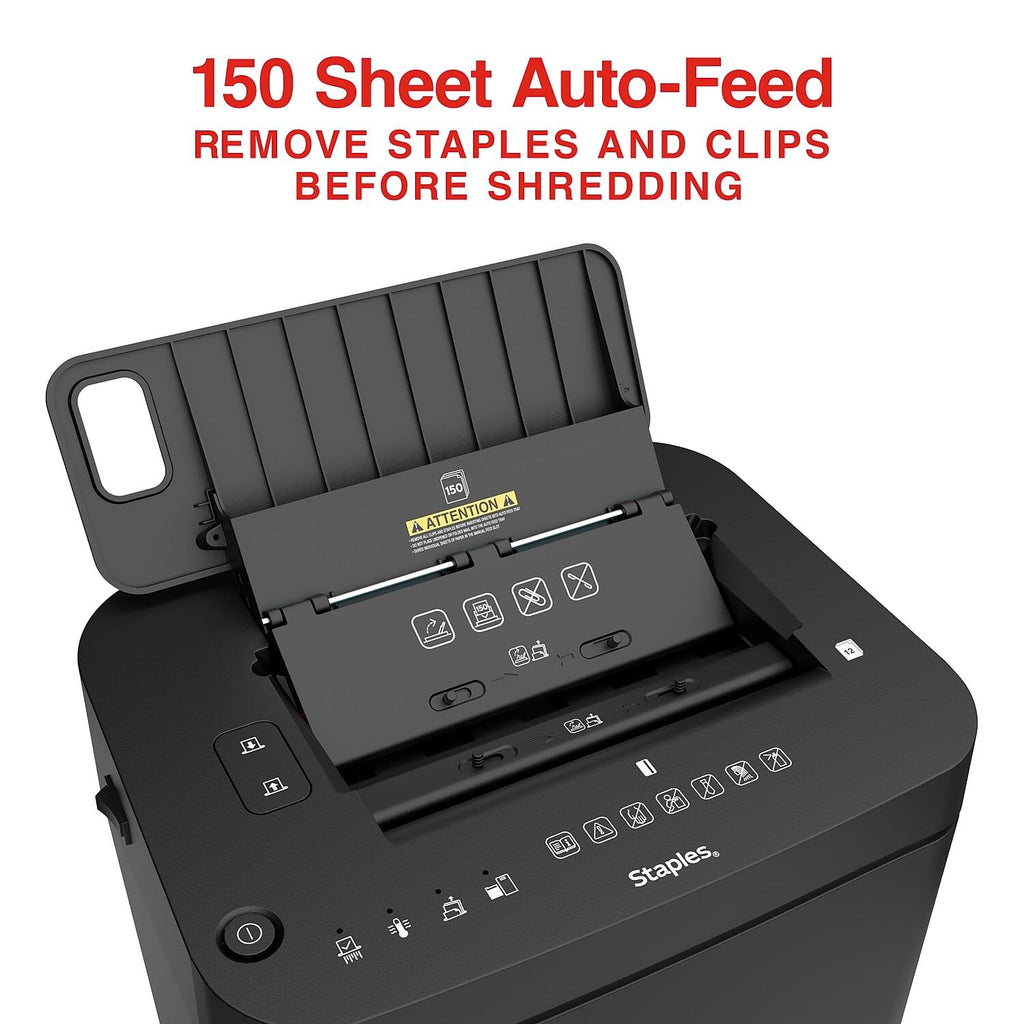 Staples 12-Sheet Micro-Cut Paper Shredder, High-Security, Anti-Jam, Black
