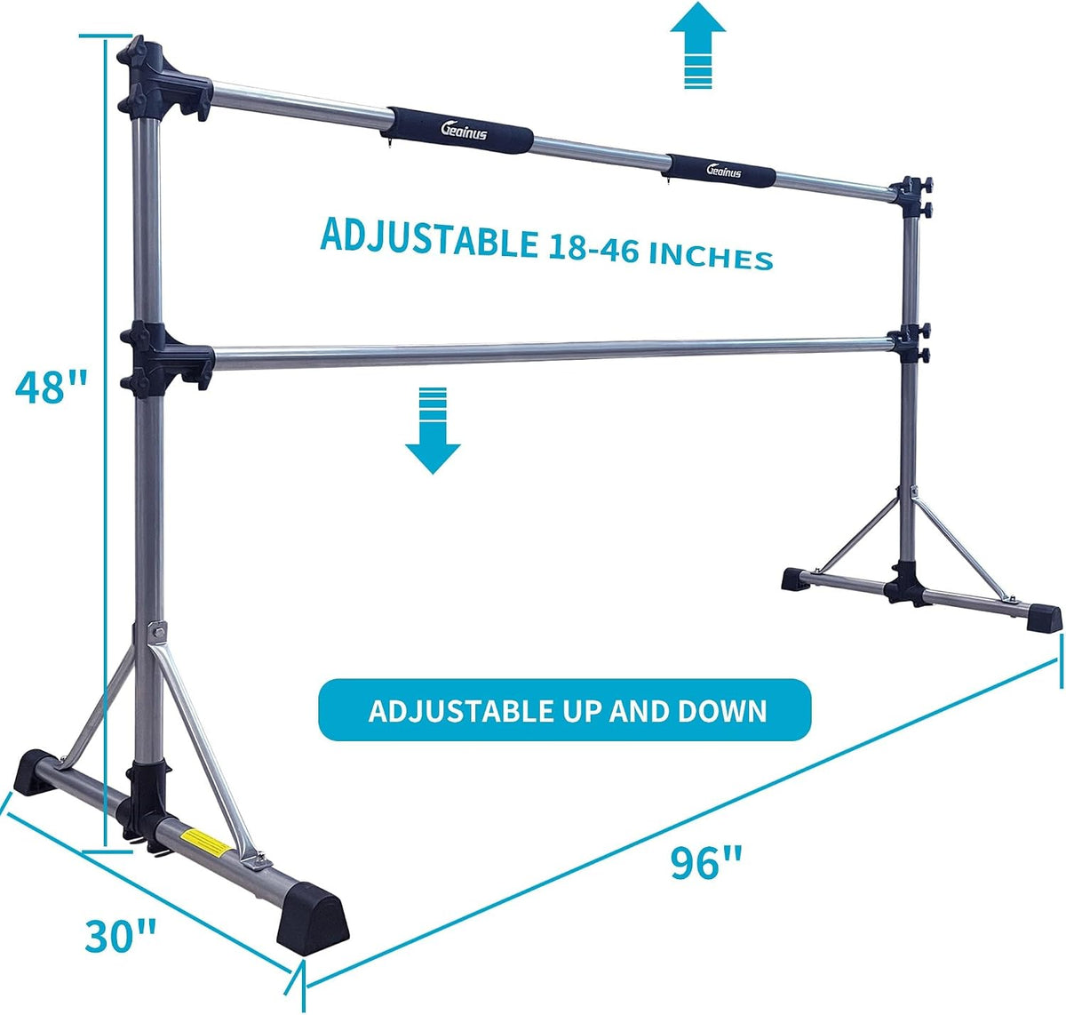 8FT Adjustable Ballet Barre for Studio, Double Bar for Stretching Dance