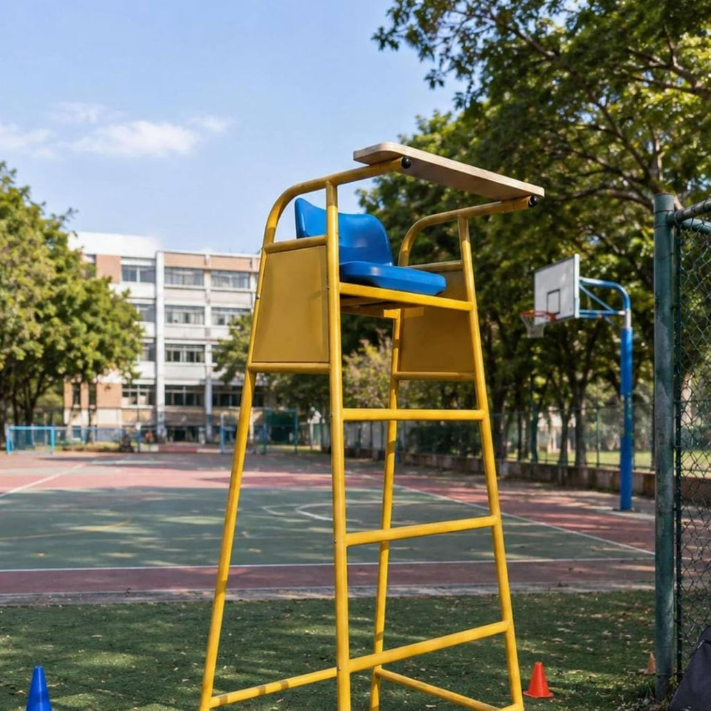 harayaa Sports Official Seat Volleyball Referee Stand Tall Ladder Stable Frame Molded Seat Side Panels Suitable for Tournament Officiating Training Facilities Court Management Sports Events 210cm