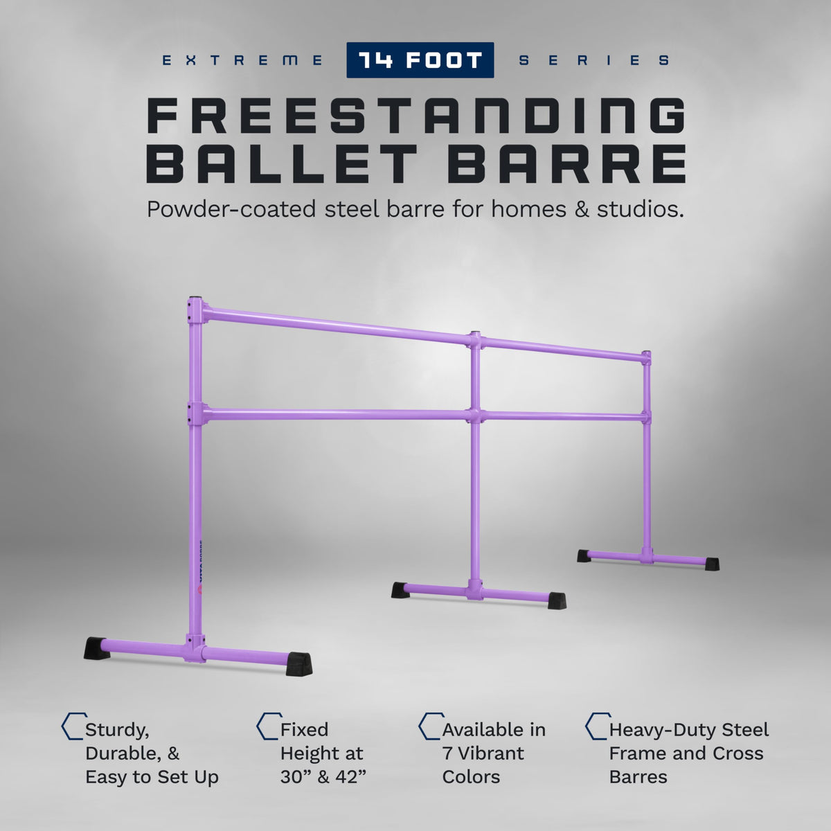 VITA Barre Portable Freestanding Double Ballet Barre, Extreme, Steel | Fixed Height, Made in USA, Home or Gym Exercise Equipment for Kids & Adults | Dance, Fitness, Pilates