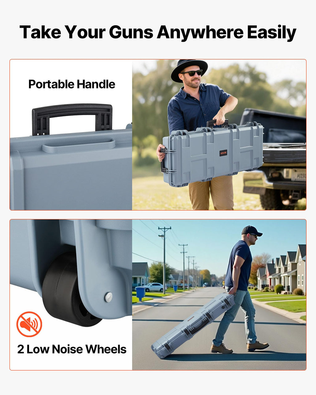 VEVOR Rifle Case, Rifle Hard Case with 4 Layers Fully-protective Foams, Lockable Hard Gun Case with Wheels, IP67 Waterproof & Crushproof, for Rifles or Shotguns