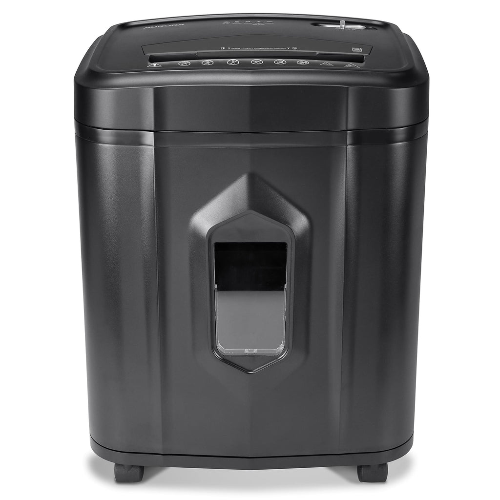 Aurora Professional Grade 120-Sheet Auto Feed Micro-Cut Paper and Credit Card Shredder with 5 Gallon Pullout Basket / 30 Minutes/Security Level P-4 (White/Black)