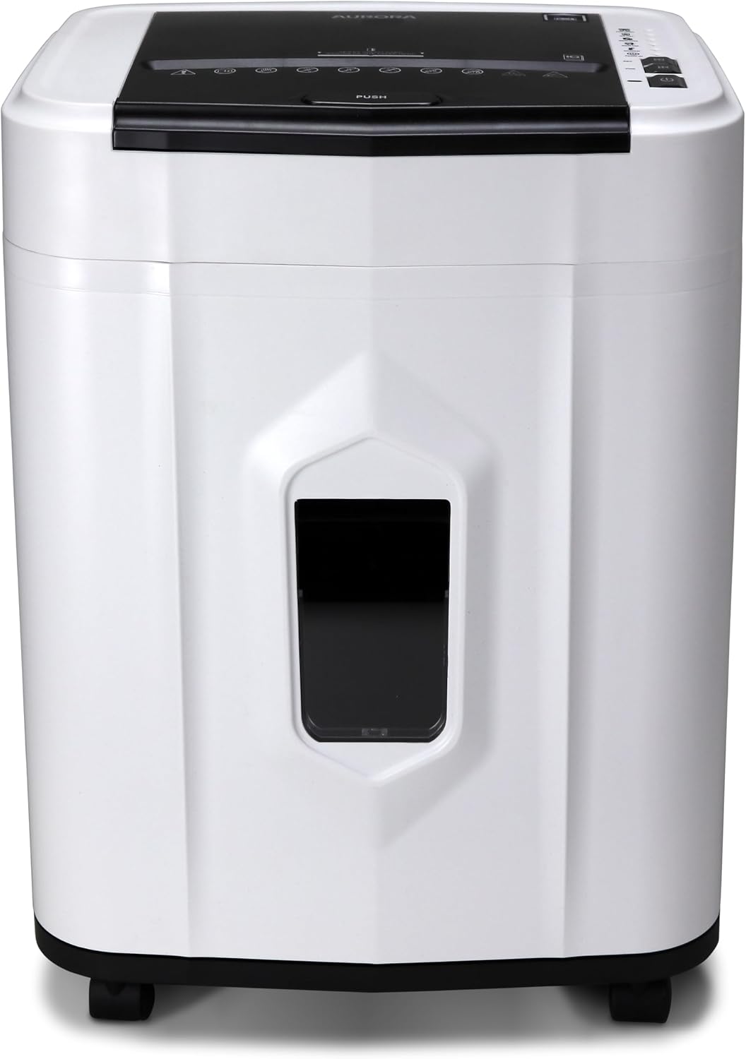 Aurora Professional Grade 120-Sheet Auto Feed Micro-Cut Paper and Credit Card Shredder with 5 Gallon Pullout Basket / 30 Minutes/Security Level P-4 (White/Black)